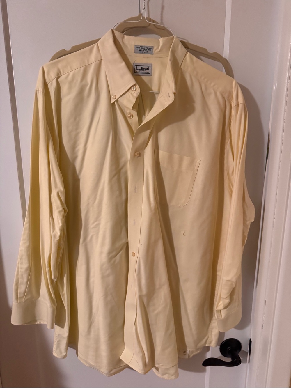 L.L. Bean Men's Pale Yellow Button-Down Shirt